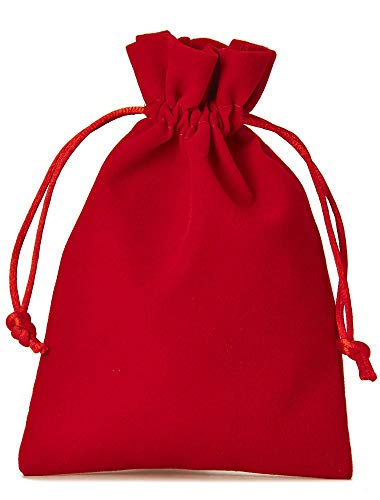 12 bolsitas de terciopelo con cordón para cerrar, tamaño 23x15 cm, bolsa para regalos de navidad, cumpleaños, joyas y otros detalles hechos a mano (rojo)