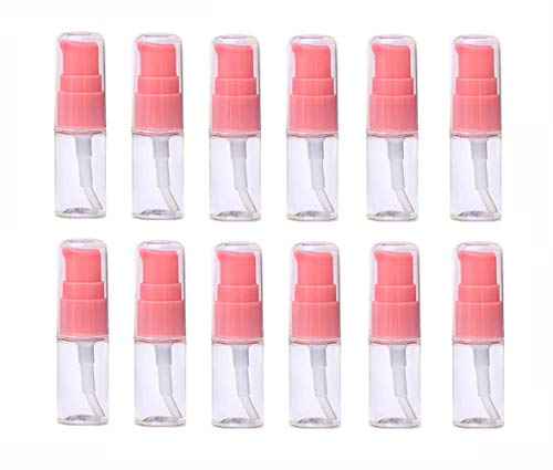 12 botes de botella de plástico recargables de 10 ml/3.5 onzas con bomba de prensa, envases de almacenamiento para emulsión facial, crema de gel y emulsión