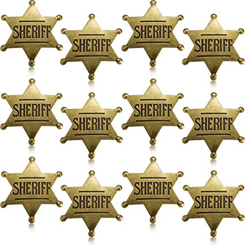 12 Piezas de Insignia de Sheriff de Metal Broche de Vaquero Occidental Bronce para Halloween Favores de Fiesta Prop de Disfraz