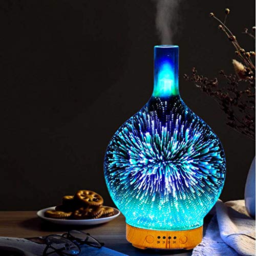 120ml Difusor de Aromas 3D Efecto, Difusor Aromaterapia con Luz Nocturna de 7 Colores, Humidificador Aceites Esenciales Ultrasónico, Humidificador Bebés con Lámpara Fragante, (fuegos Artificiales 3d)