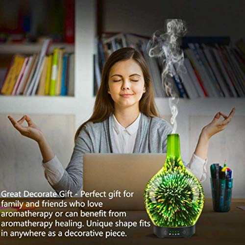 120ml Difusor de Aromas 3D Efecto, Difusor Aromaterapia con Luz Nocturna de 7 Colores, Humidificador Aceites Esenciales Ultrasónico, Humidificador Bebés con Lámpara Fragante, (fuegos Artificiales 3d)