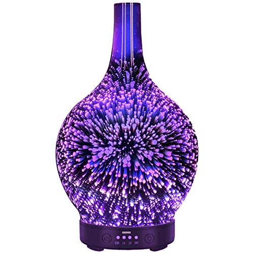 120ml Difusor de Aromas 3D Efecto, Difusor Aromaterapia con Luz Nocturna de 7 Colores, Humidificador Aceites Esenciales Ultrasónico, Humidificador Bebés con Lámpara Fragante, (fuegos Artificiales 3d)