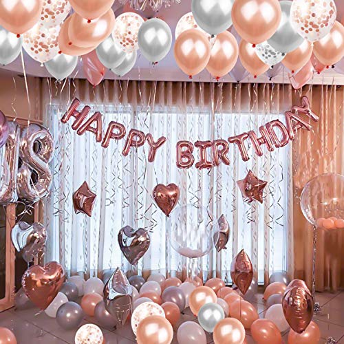 14 Piezas Globos de Fiesta, Conjunto de Mezcla de 5 Piezas Globos de Confeti, 5 Piezas Globos de Látex, 4 Piezas Globos de Lámina para Decoración de Cumpleaños, Ceremonia de la Boda