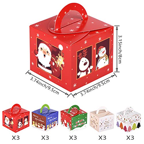 15 Piezas Cajas Kraft para Regalo de Navidad, Cajas de Dulces para Regalos de Navideña Dulces Galletas Chocolates