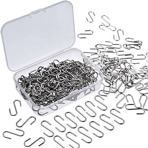 150 Piezas de Mini Ganchos en S Conectores de Metal en Forma de S Colgador de Gancho de Alambre con Caja de Almacenaje para Manualidades, Colgar Joyería, Llavero y Etiquetas (22 x 8 mm)