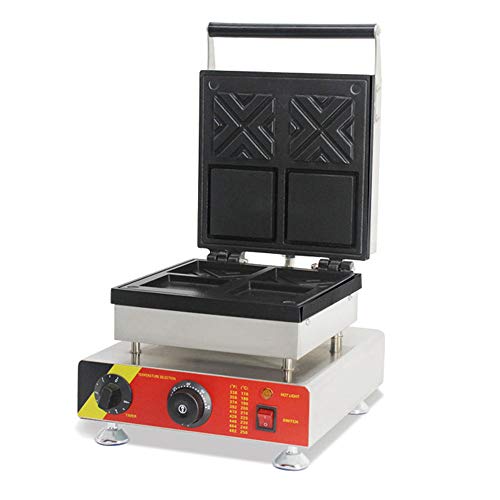 1500W Sandwichera De Gofres Caja De Acero Inoxidable Mate, Recubrimiento Antiadherente con Luces Indicadoras LED, para Gofres Belgas Cuadrados De Bruselas/Bruselas Extra Gruesos,110V