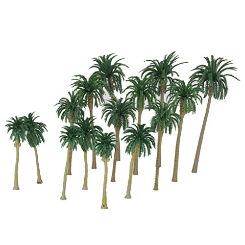 15pcs Modelo de Árbol Palmera Paisaje de Tren Plástico Verde