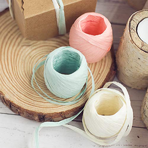 15pcs Rollos de Cinta de Papel 20m de 15 Colores de Rafia Papel Colorido Hilo para Manualidades Cinta de Papel de Rafia para Caja de Regalo Caja Embalaje