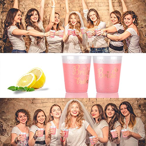 16 Count Bachelorette Party “Bride Tribe” Cups, Rose Gold tazas nupciales de la ducha w/2 “Novia” Cups, (Team Bride and Bride to be Accessories) by AniSqui (16 Oz, 450 ml)