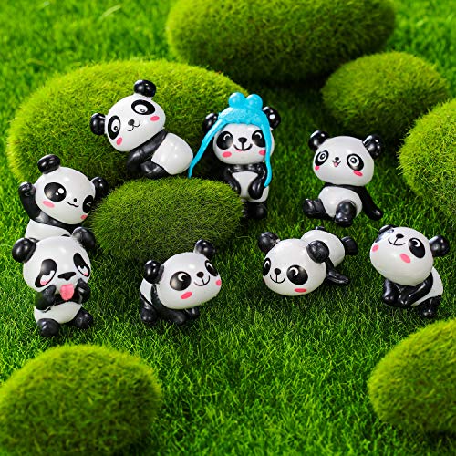 16 figuras de panda lindas figuras de panda, juguetes de minipanda, miniatura, muñeco de hadas, decoración para tartas, recuerdos de fiesta