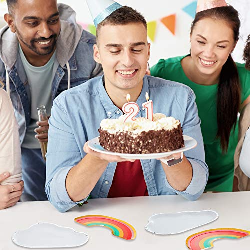 16 Piezas de Platos Desechables de Fiesta de Arco Iris Platos de Papel de Arcoiris y Nubes Vajilla de Papel Decorativo de Nube para Suministro de Baby Shower Cumpleaños Fiesta