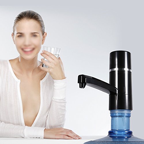 1x Botella recargable sin hilos Agua potable Bomba eléctrica Dispensador portable del Drinkware USB ( Color : Negro )