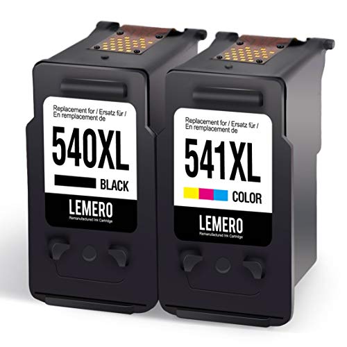 2 LEMERO Remanufacturado Cartuchos de Tinta para Canon PG-540XL CL-541XL para Canon Pixma MG2150 MG2250 MG3150 MG3250 MG3550 MG4150 MG4250 MX375 MX395 MX435 MX455 MX515 MX525 Impresora,Negro Color