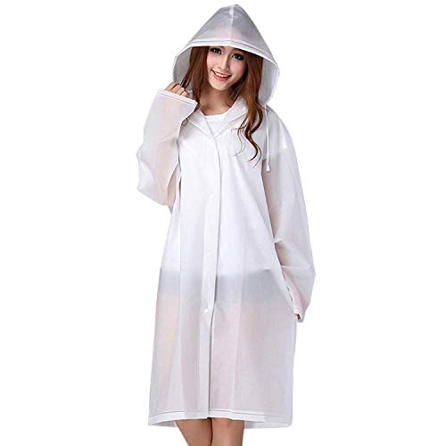 2 Pack Chubasquero Transparente, Reutilizable e Impermeable – Abrigo Poncho Protección Resistente a Lluvia – Chaqueta Con Capucha y Mangas – Festivales Senderismo Emergencia – Hombres Mujeres Adulto