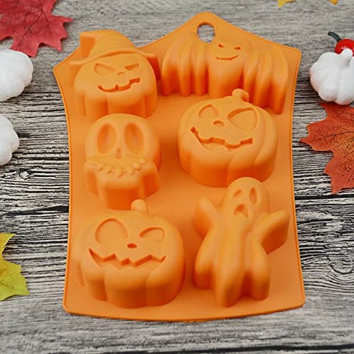 2 paquetes de moldes de silicona para chocolate, Halloween, bricolaje, fondant, tartas, dulces, moldes de calabaza, bate de calavera, decoración para hornear