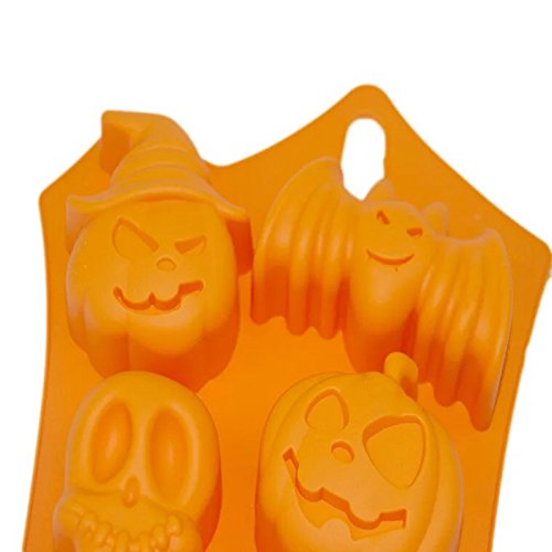 2 paquetes de moldes de silicona para chocolate, Halloween, bricolaje, fondant, tartas, dulces, moldes de calabaza, bate de calavera, decoración para hornear