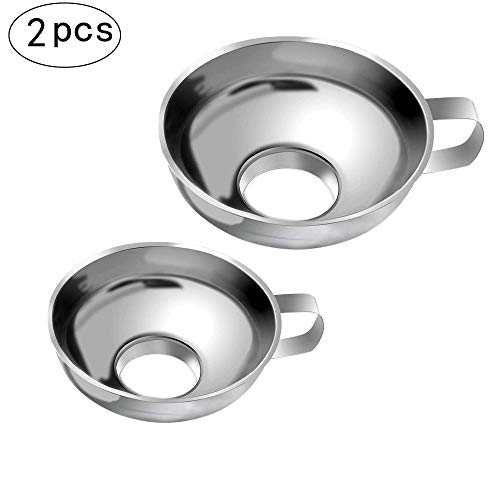 2 pc Acero Inoxidable Embudo de Mermelada Embudo Enlatado Adecuado para Latas Anchas y Regulares, Juego de Embudo de Cocina para el Transporte de Líquidos, Aceites, Polvos, Frijoles y Mermeladas