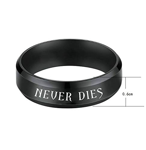 2 Piezas Anillo de Boda Acero Anillo Negro Grabado True Love y Never Dies Negro Negro Mujer Talla 15 + Hombre Talla 30