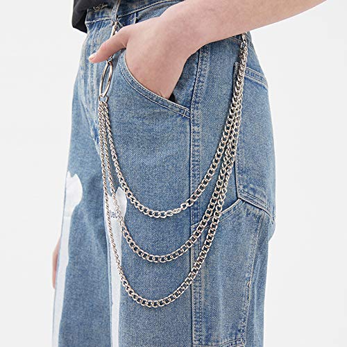 2 Piezas Cadena para Pantalon,Cadena para Cartera Pantalones Vaqueros y Punk Hip Hop Jeans Cartera de la Cadena y Llavero para Hombres Mujeres Cartera Pantalones Vaqueros Bolso de Mano Cadena Cartera