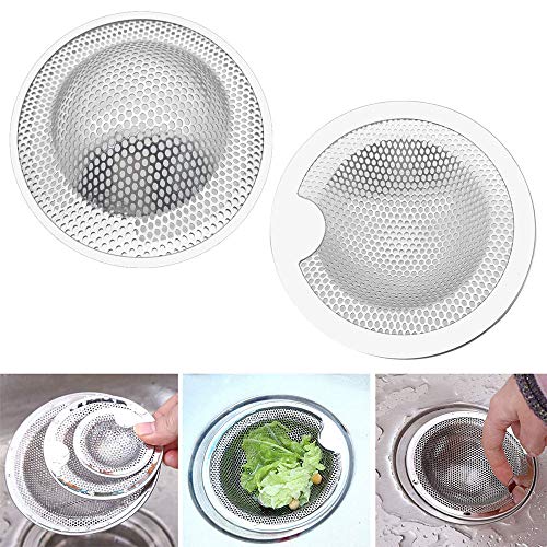 2 Piezas Filtro Fregadero,Filtro de Acero Inoxidable,Filtro de Drenaje,Filtro de Cocina,Filtro Tamiz,Filtro de Acero Inoxidable Filtro de Fregadero Para Fregadero Para Ducha, Baño o Cocina(5.2 cm)S