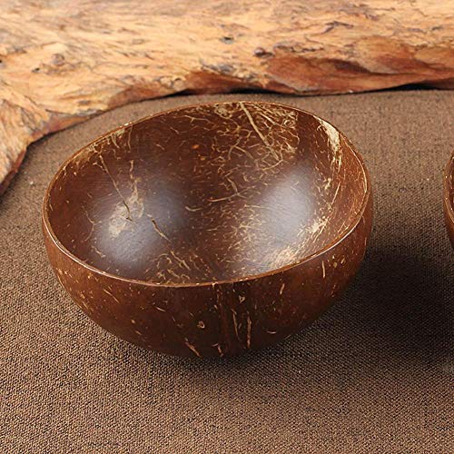 2 Piezas Jumbo Coconut Bowl Ensaladeras 100 Natural Hecho A Mano Buddha Bowl Ensalada Rice Frutero Bowl Serving Bowl para Ensaladas, Desayuno, Decoración Artesanal