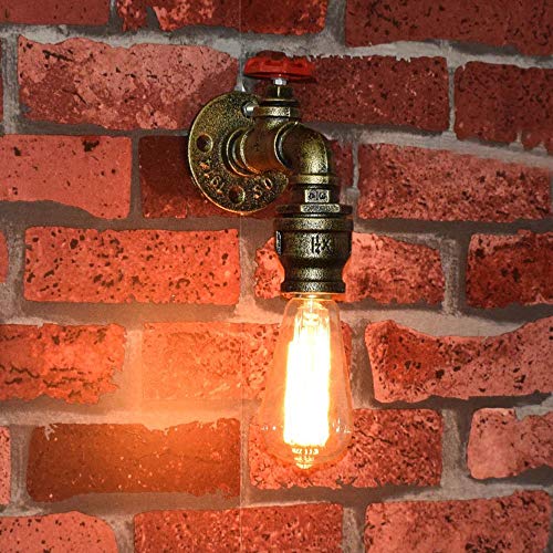 2 Piezas Lámpara de Pared Tubería de Agua Aplique de Pared Industrial Retro Color Bronce Luz de Pared con Decoración de la Válvula del Grifo Luces de Pared para Restaurante Bar Cocina Dormitorio