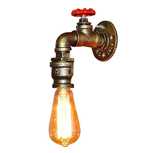 2 Piezas Lámpara de Pared Tubería de Agua Aplique de Pared Industrial Retro Color Bronce Luz de Pared con Decoración de la Válvula del Grifo Luces de Pared para Restaurante Bar Cocina Dormitorio