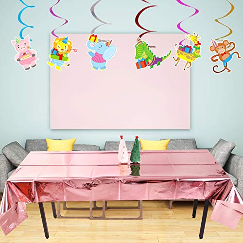 2 Piezas Mantel de Papel de Aluminio, 1 x 2.7 M Manteles de Plástico, Rectángulo Cubierta de Mesa, Party Manteles de Mesa para Fiesta Cumpleaños Boda Navidad Mesa Decoración (Oro Rosa)