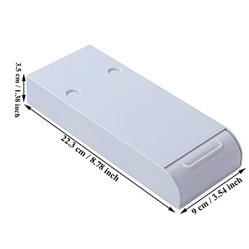 2 Piezas Organizador Cajón Debajo Escritorio, Caja Bolígrafos Almacenamiento Oculto, Plástico ABS Autoadhesivo Bandeja Cajones con Mango para Oficina, Hogar, Escuela (Blanco, Gris)