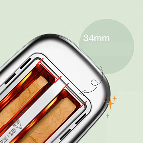 2 rebanadas de acero inoxidable tostadoras con 2 ranuras extra anchas 6 Browning diales y bandeja extraíble for migas estante que se calienta verde retro clásico for pan, Inglés magdalenas, rosquillas