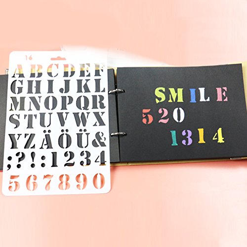 2 tipos de plantillas de letras con números de alfabeto, 27,5 x 19 cm, molde para pintar, álbumes de recortes, tarjetas de papel, manualidades 10.8cmx7.5cm Type 2