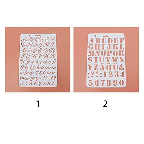 2 tipos de plantillas de letras con números de alfabeto, 27,5 x 19 cm, molde para pintar, álbumes de recortes, tarjetas de papel, manualidades 10.8cmx7.5cm Type 2