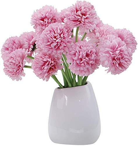 20 hortensias artificiales pequeñas de color rosa, flores de seda falsas para decoración de bodas en casa o oficina (rosa, 20 unidades)