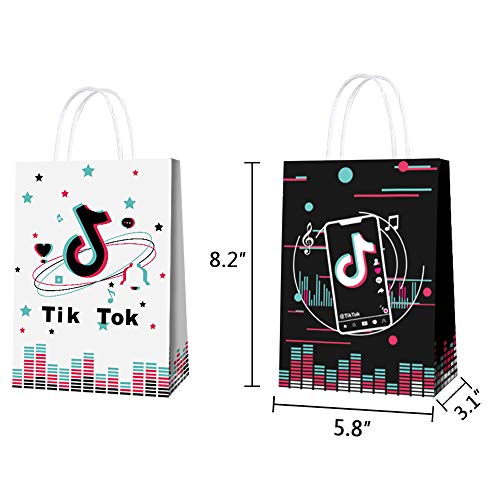 20 PCS Tik Tok Bolsas de regalo de fiesta Bolsas de regalo temáticas de redes sociales con notas musicales Tik Tok Fiesta temática Decoración de cumpleaños Bolsas de regalo