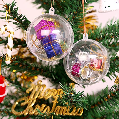 20 x Bolas de Navidad Forma redonda Plástico transparente para decorar el arbol de navidad (10cm) no incluye cuerda