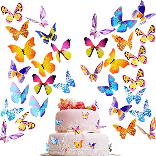 200 Piezas de Toppers de Mariposas para Tartas Cupcakes Docoraciones de Tarta para Fiesta de Cumpleaños, Baby Shower, Bodas, Varios Estilos (Estilo de Colores)