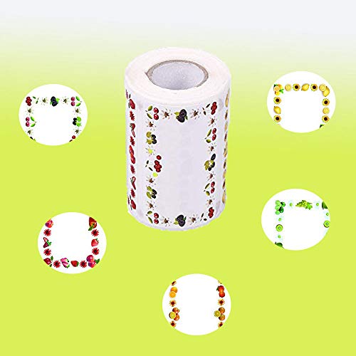 200 Piezas Mermelada de Pegatinas Autoadhesivas, Rollo 65 x 40 mm, Diseño de Frutas Pegatinas de Cocina Papel Decorativo,Regalos de Mermelada Ideales Para Tarros de Mermelada