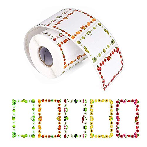 200 Piezas Mermelada de Pegatinas Autoadhesivas, Rollo 65 x 40 mm, Diseño de Frutas Pegatinas de Cocina Papel Decorativo,Regalos de Mermelada Ideales Para Tarros de Mermelada