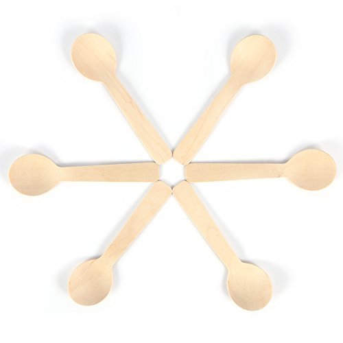 200Pcs Cucharas de madera reciclables desechables cuchara de té de helado vajilla postre café 10 * 3 cm