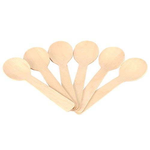 200Pcs Cucharas de madera reciclables desechables cuchara de té de helado vajilla postre café 10 * 3 cm