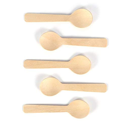 200Pcs Cucharas de madera reciclables desechables cuchara de té de helado vajilla postre café 10 * 3 cm