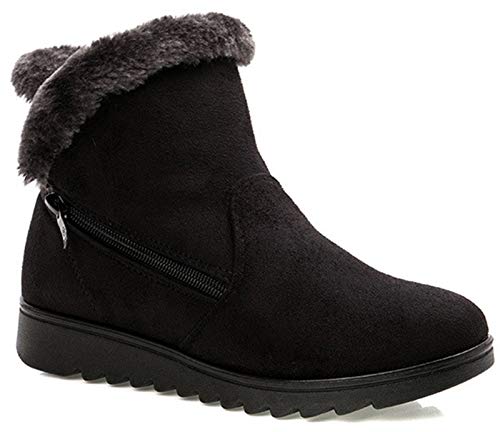 2019 Zapatos Invierno Mujer Botas de Nieve Casual Calzado Piel Forradas Calientes Planas Outdoor Boots Antideslizante Zapatillas para Mujer