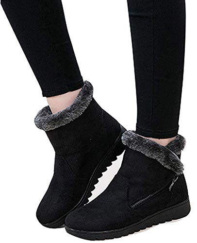 2019 Zapatos Invierno Mujer Botas de Nieve Casual Calzado Piel Forradas Calientes Planas Outdoor Boots Antideslizante Zapatillas para Mujer