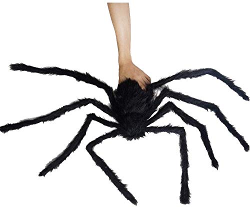 2021Halloween decoración del partido 120cm Arañas Negro gran araña de juguete de felpa realista Araña peluda DOISLL (Color : Black)