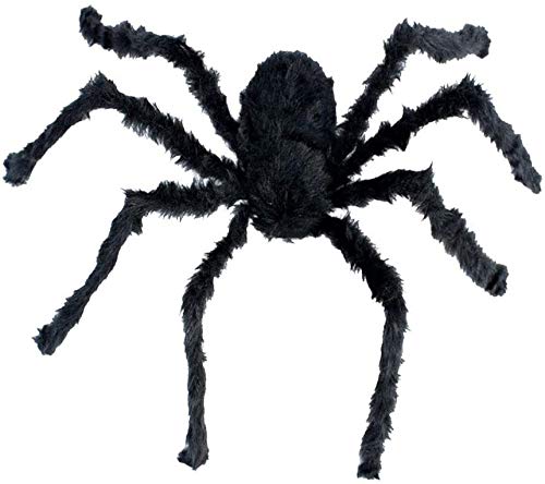 2021Halloween decoración del partido 120cm Arañas Negro gran araña de juguete de felpa realista Araña peluda DOISLL (Color : Black)