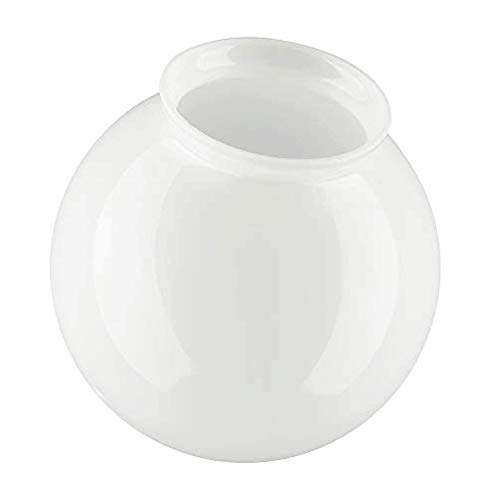 20cm Diámetro Pantalla de Lámpara esférica de Vidrio Blanco con achaflanar cuello. Ancho exterior del cuello: 10.5cm, Agujero: 8.2cm Diámetro, Altura: 20cm, Circunferencia: 63cm.