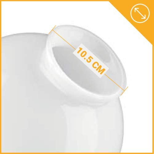 20cm Diámetro Pantalla de Lámpara esférica de Vidrio Blanco con achaflanar cuello. Ancho exterior del cuello: 10.5cm, Agujero: 8.2cm Diámetro, Altura: 20cm, Circunferencia: 63cm.