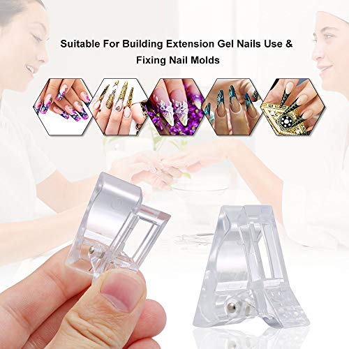 20pcs / set Clip transparente para puntas de uñas, EBANKU Clips de uñas transparentes Clips de gel de polietileno Molde de construcción rápida Clips Accesorios de gel de uñas