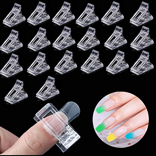 20pcs / set Clip transparente para puntas de uñas, EBANKU Clips de uñas transparentes Clips de gel de polietileno Molde de construcción rápida Clips Accesorios de gel de uñas