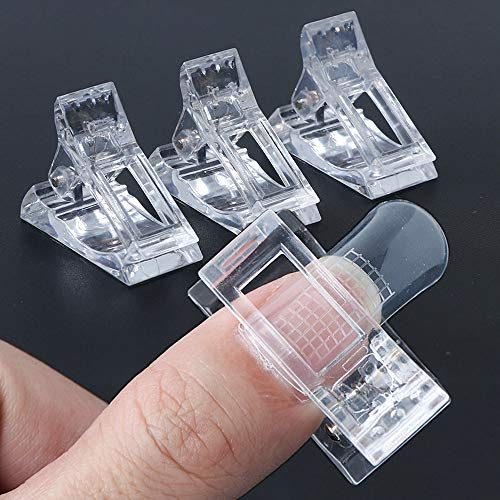 20pcs / set Clip transparente para puntas de uñas, EBANKU Clips de uñas transparentes Clips de gel de polietileno Molde de construcción rápida Clips Accesorios de gel de uñas